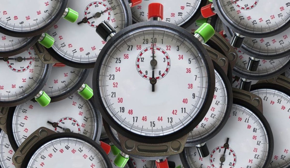 An image showing stopwatches to illustrate the AWS Lambda timeout limitations