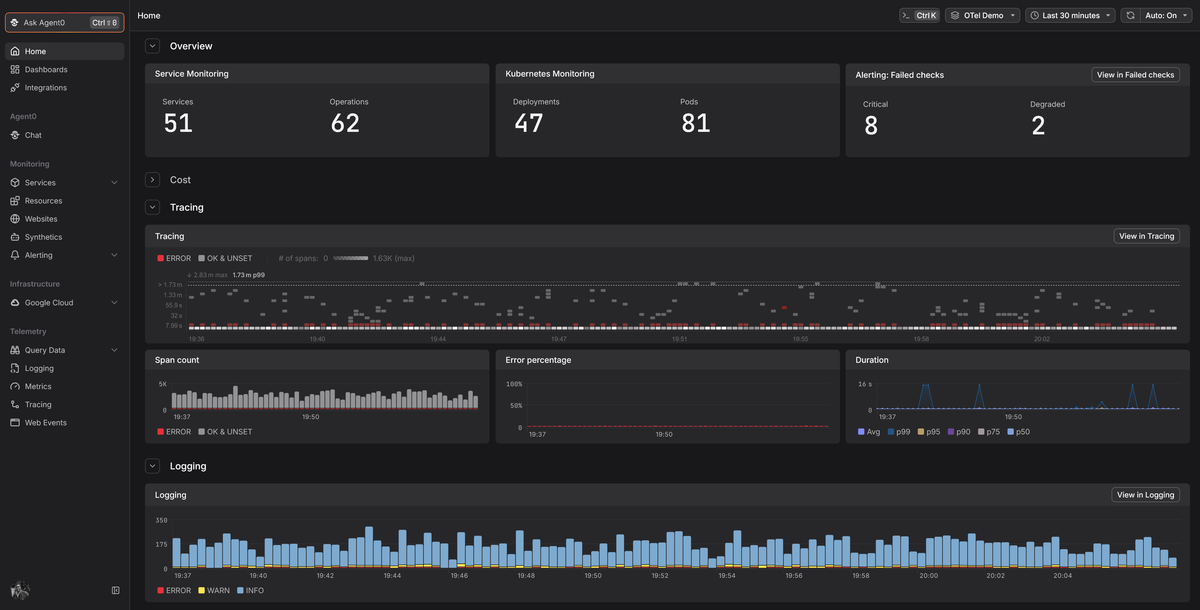 Dash0 homepage