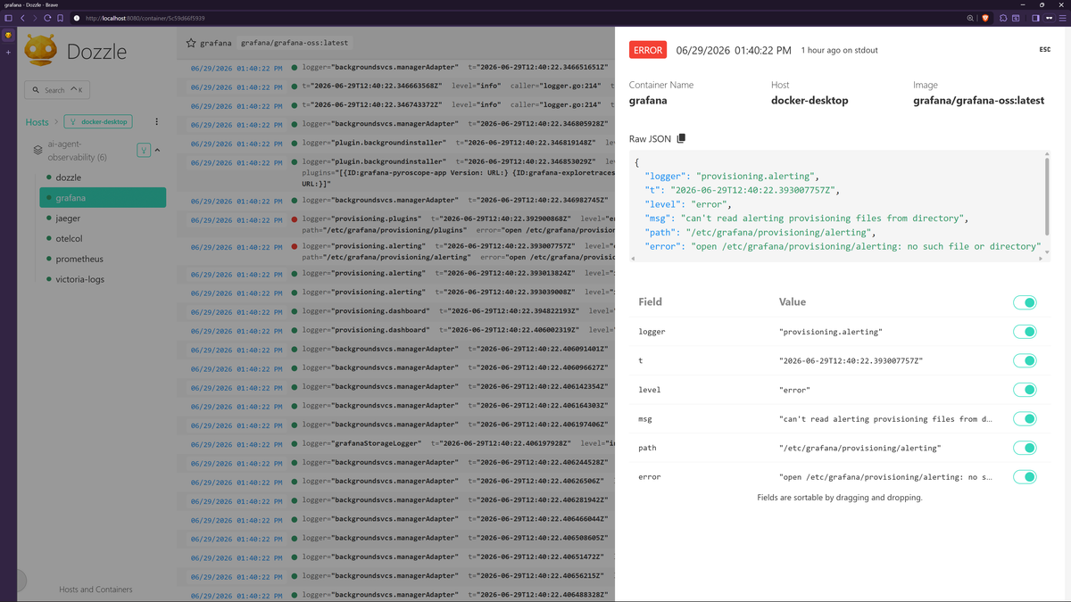 Dozzle makes it easy to spot errors