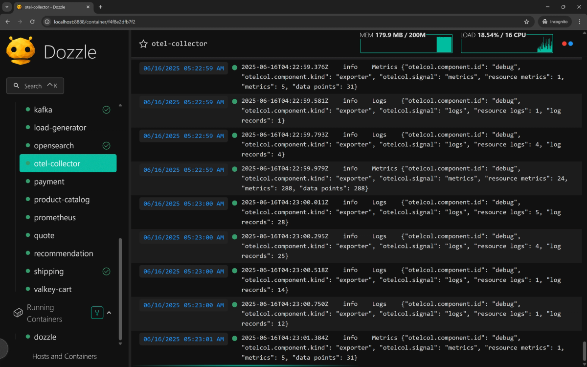 Viewing Docker logs in Dozzle