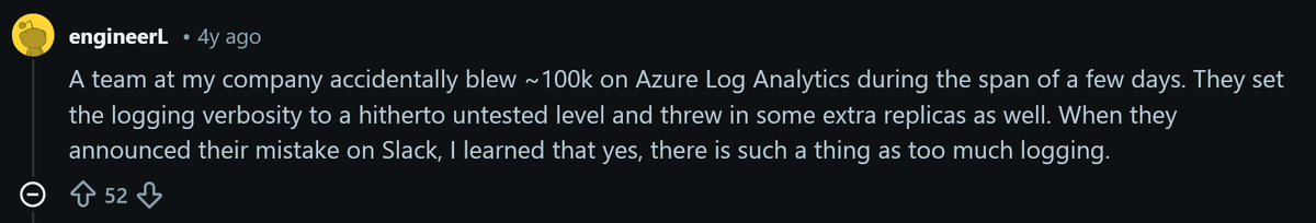 Reddit user laments too much logging
