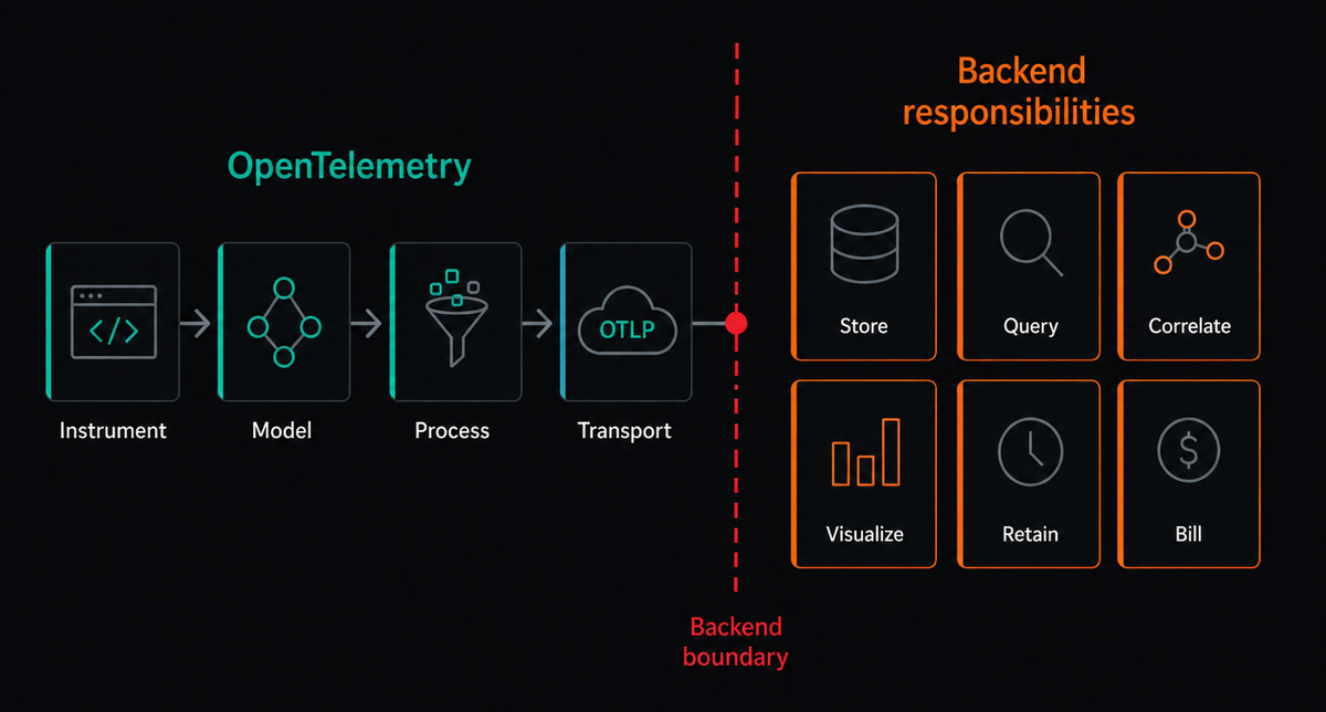 Distinguishing between OpenTelemetry and backend responsibilities