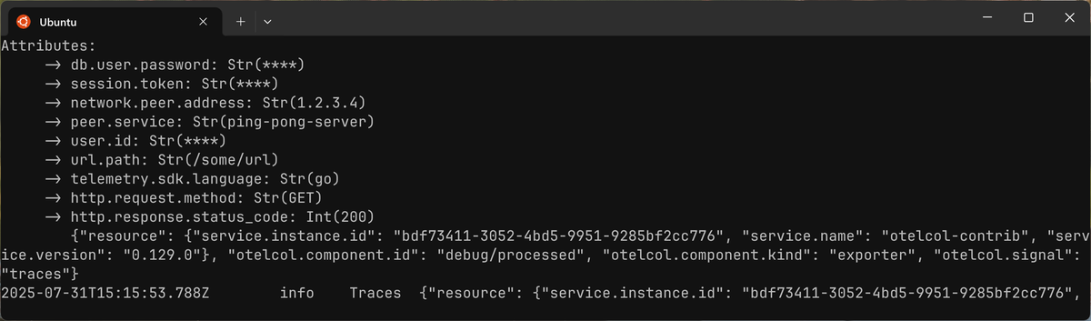 Masking attributes with the redaction processor