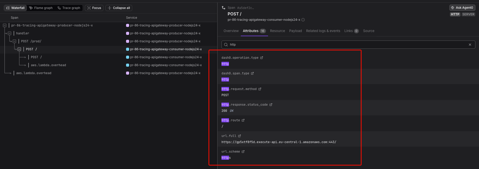HTTP attributes on Lambda spans, for every runtime