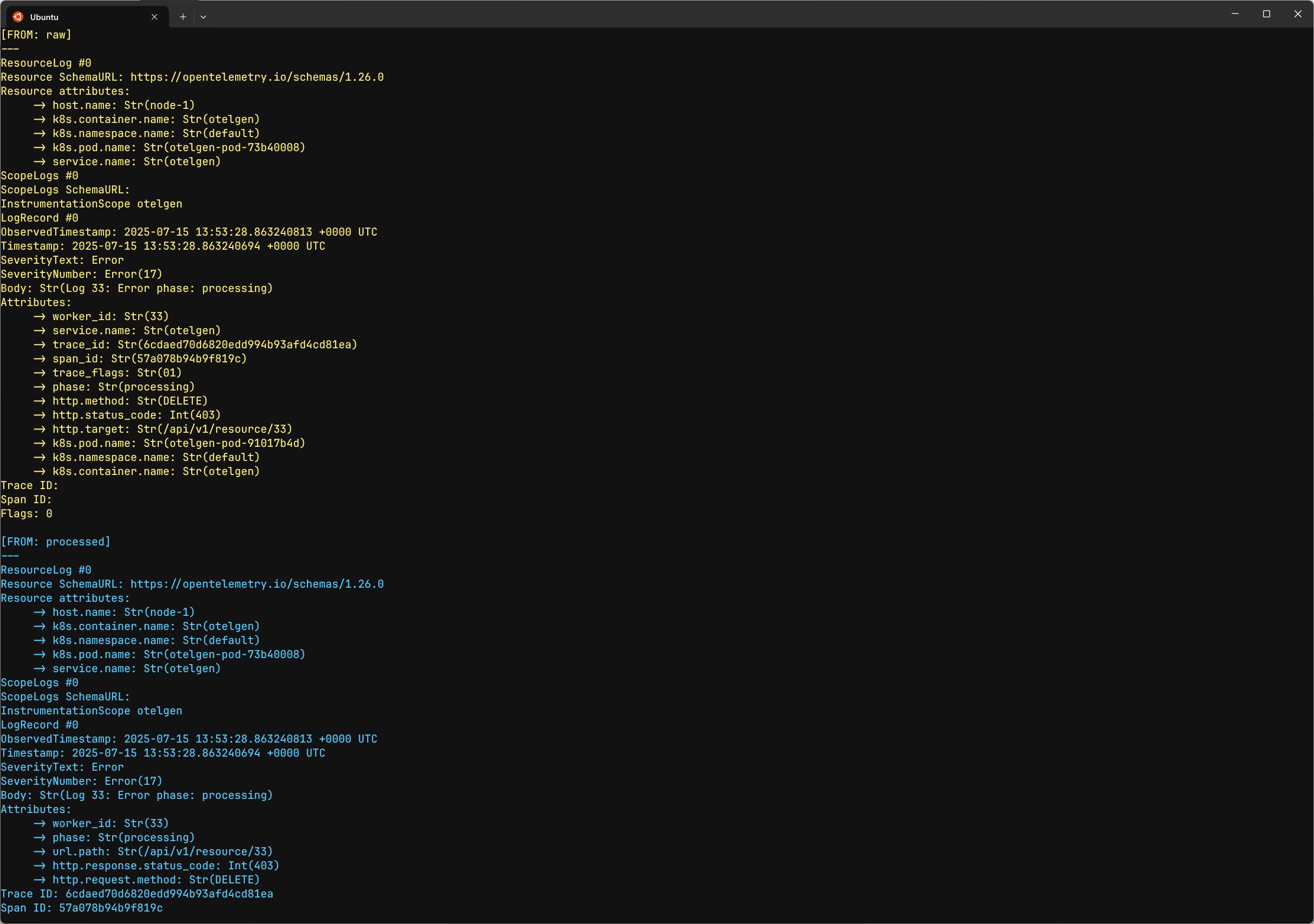 Making the debug exporter output easier to read