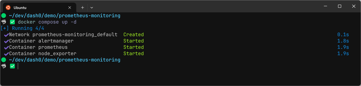 Prometheus monitoring stack is running