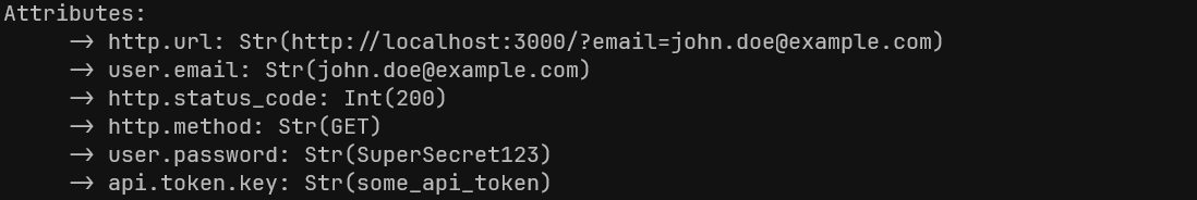 Span attributes before masking