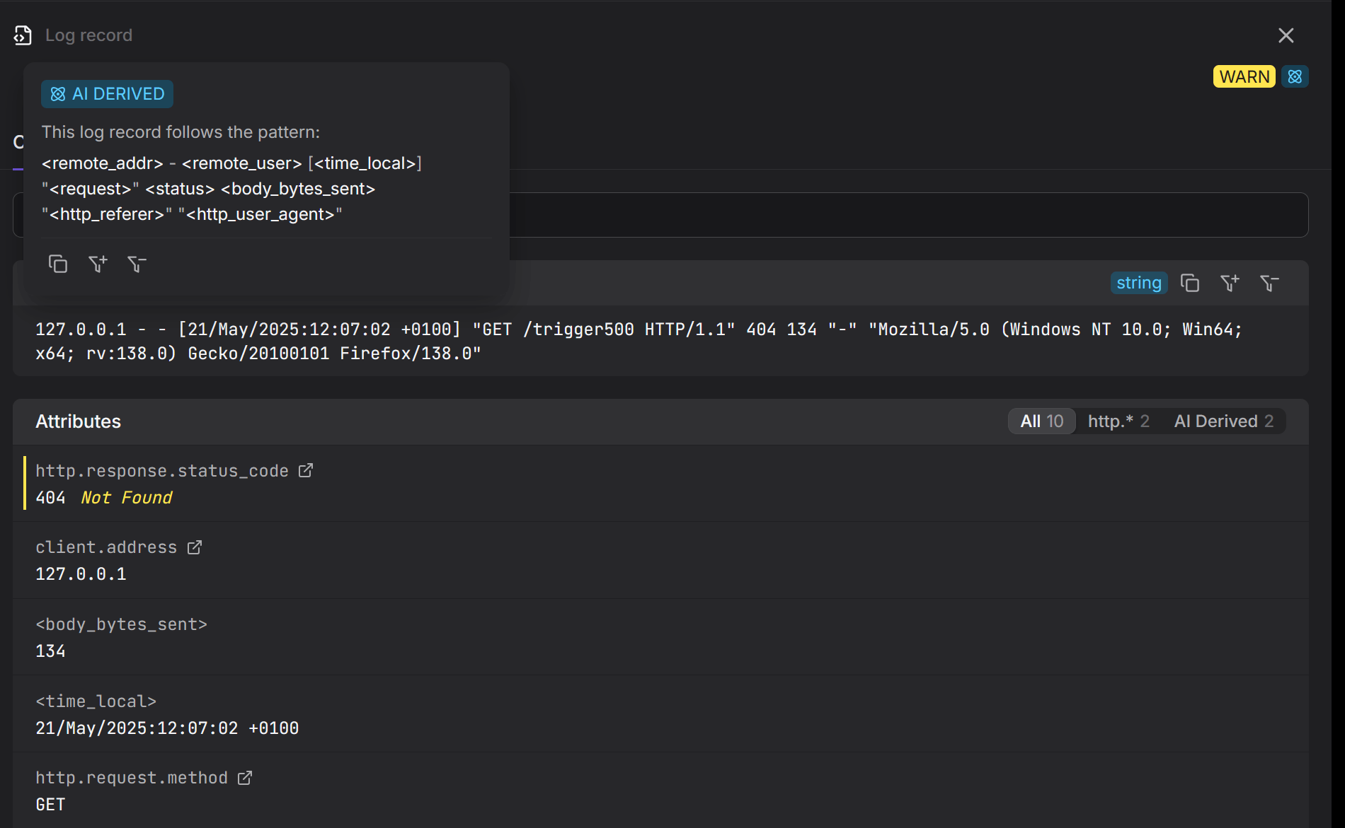 Dash0 natively understands Nginx access logs