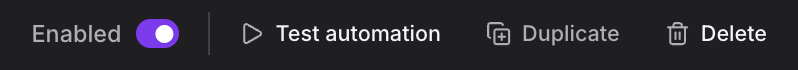 Test automation button in the editor toolbar