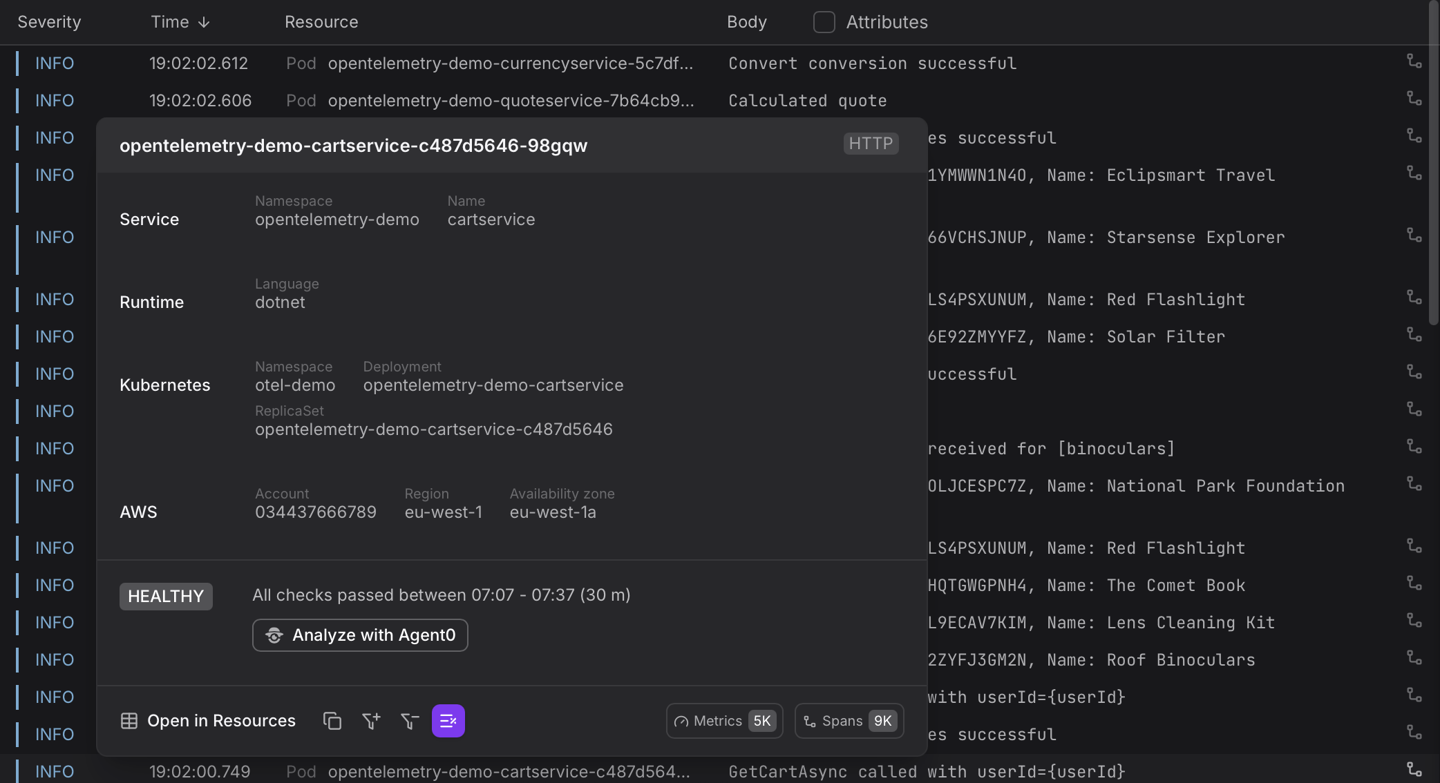 Resource column hover tooltip
