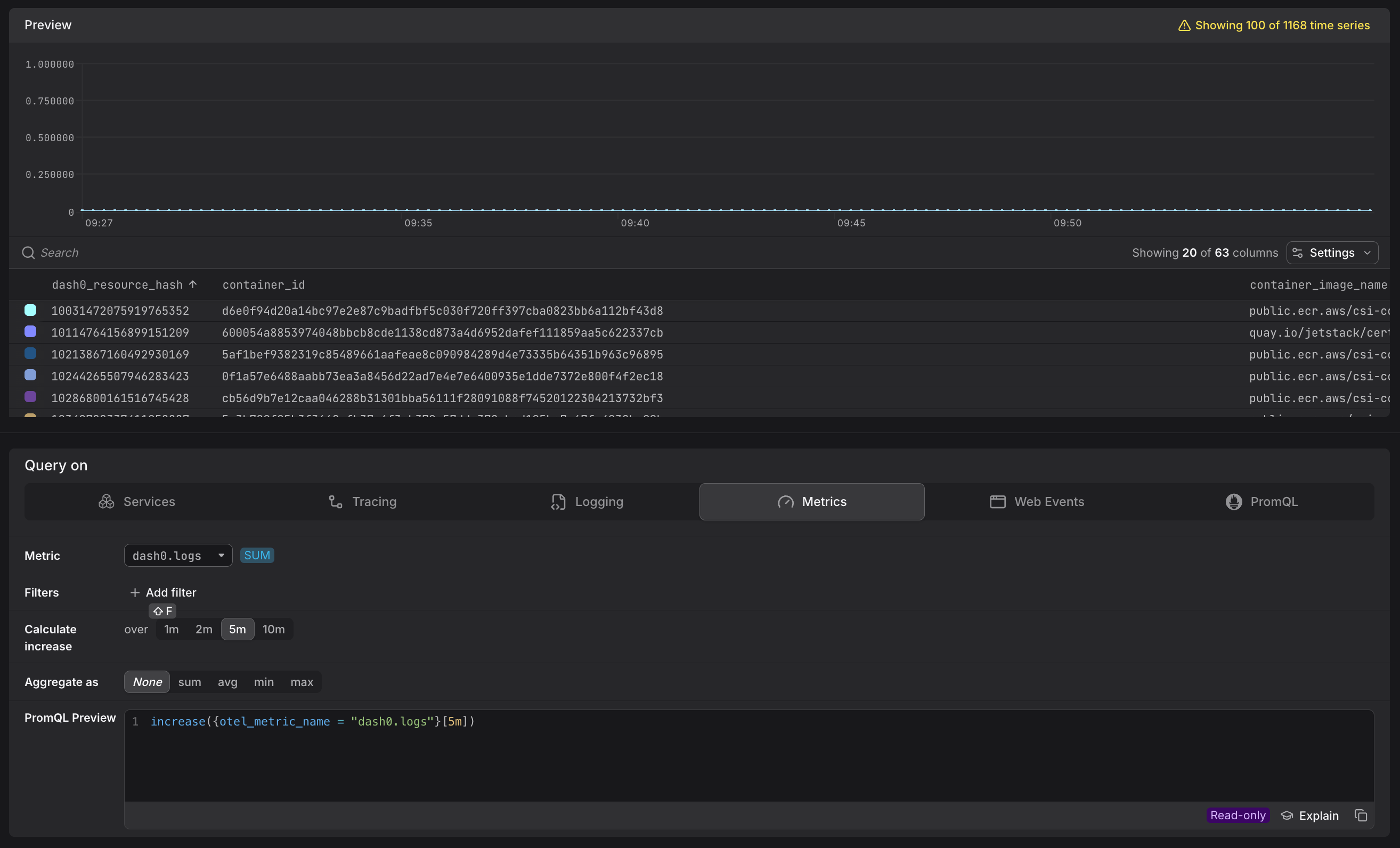 Query Builder for Metrics