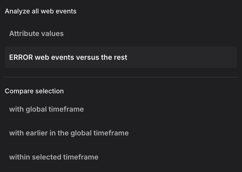 Triage analysis method selector showing comparison options