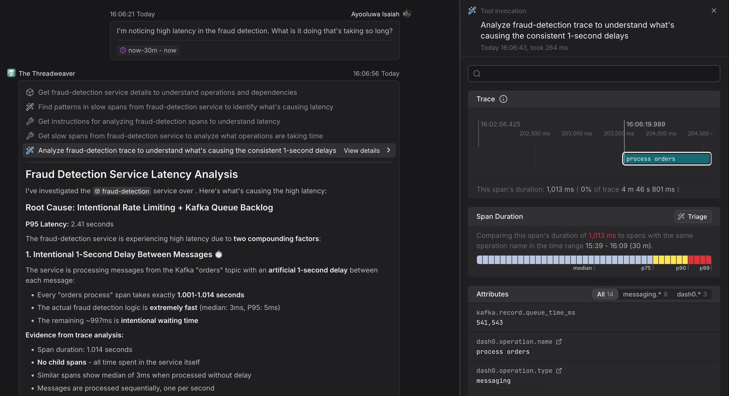 Agent0's Threadweaver analyzing traces