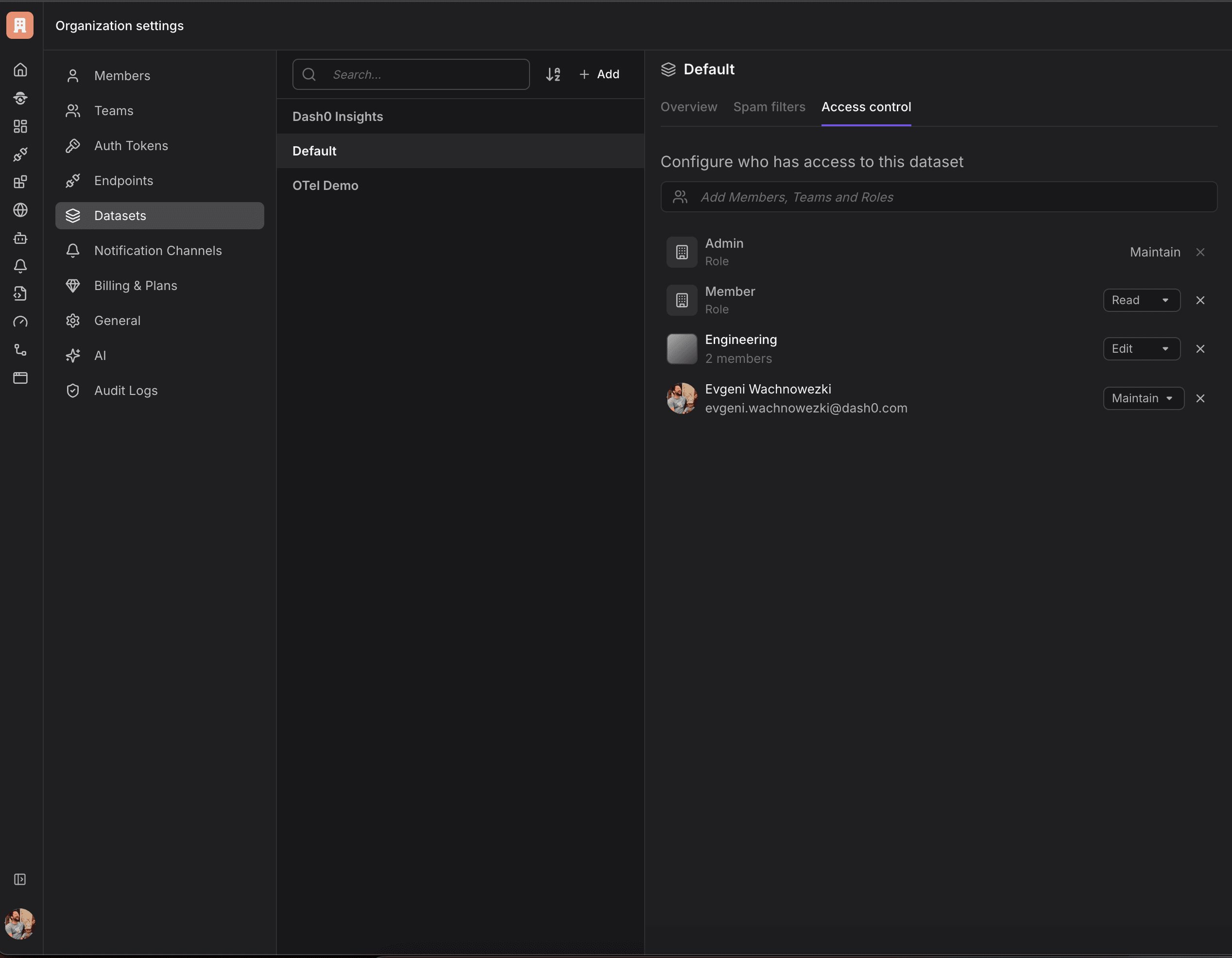 Dataset permissions