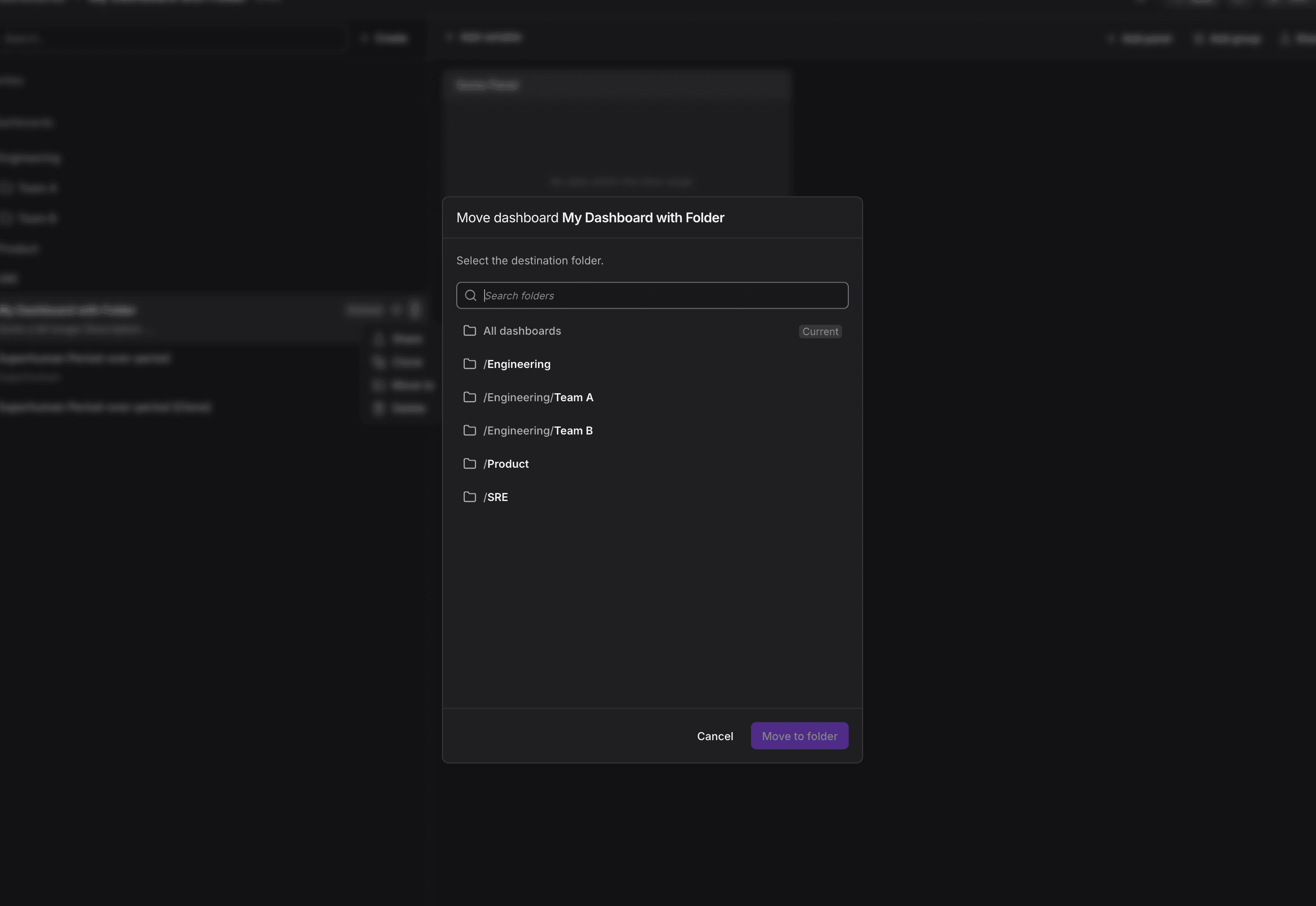 "Move to" dialog