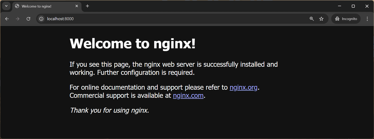 Nginx default index page