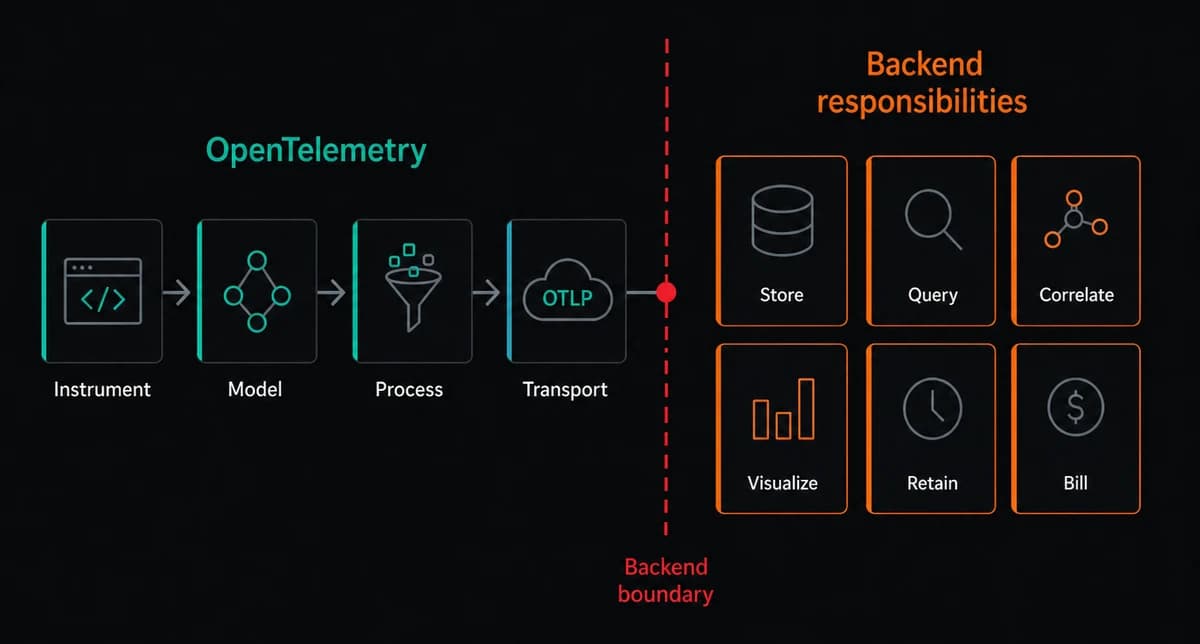 Distinguishing between OpenTelemetry and backend responsibilities