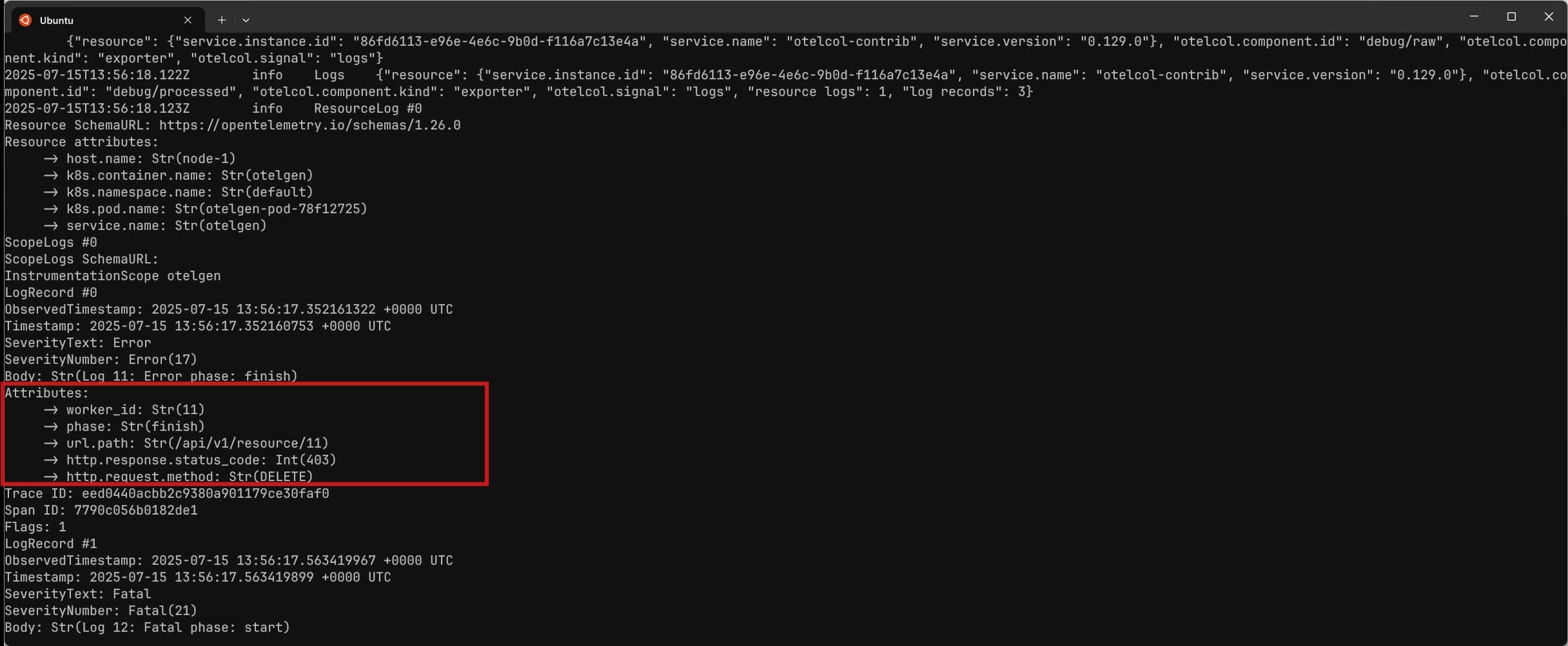 Record attributes in the debug exporter