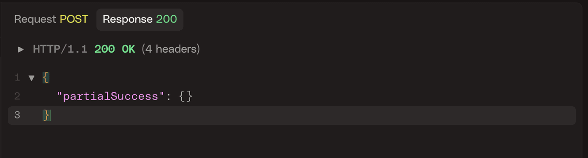 What full success response looks like for OTLP/HTTP