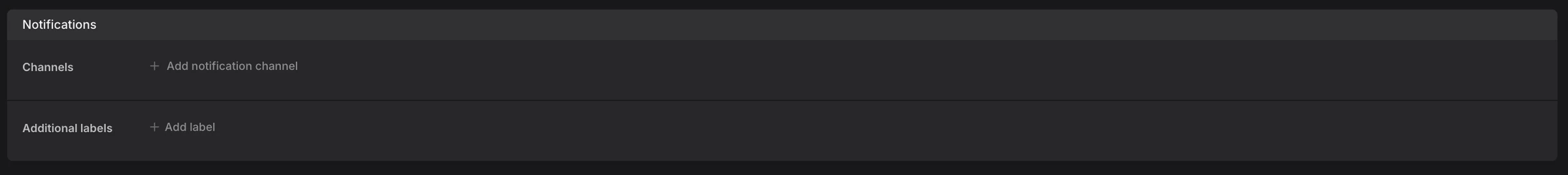 Notifications section in check configuration