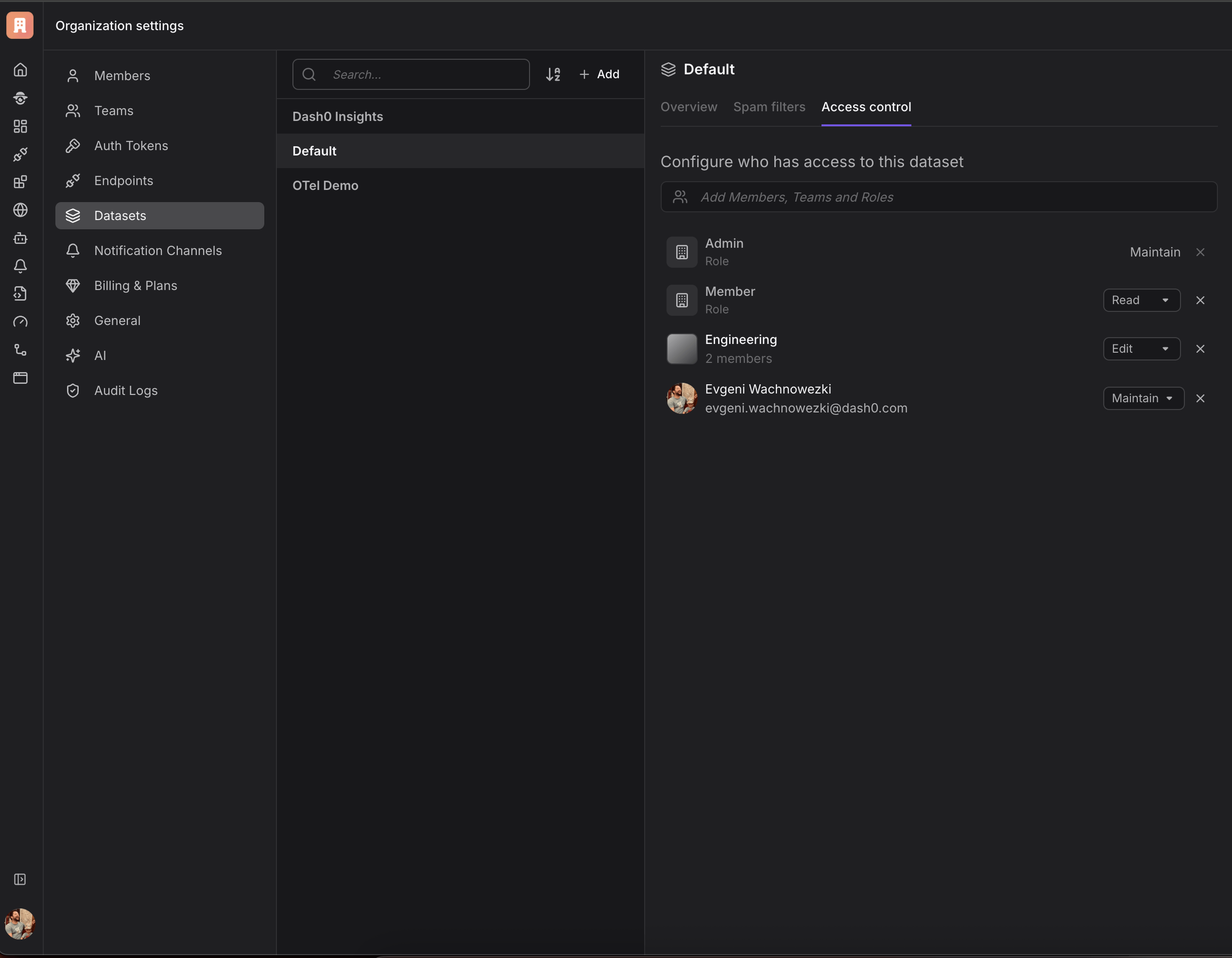 Dataset permissions