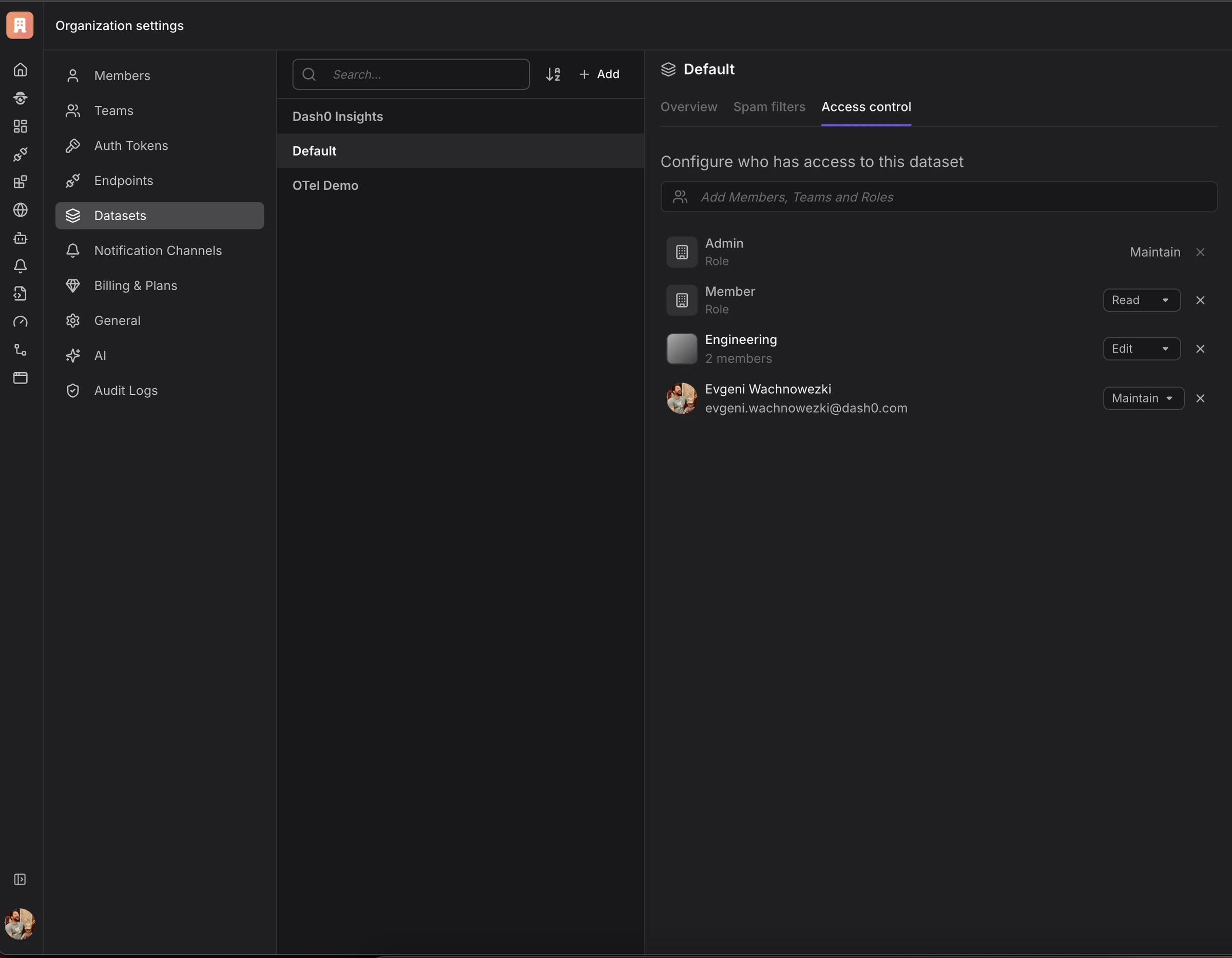 Dataset permissions
