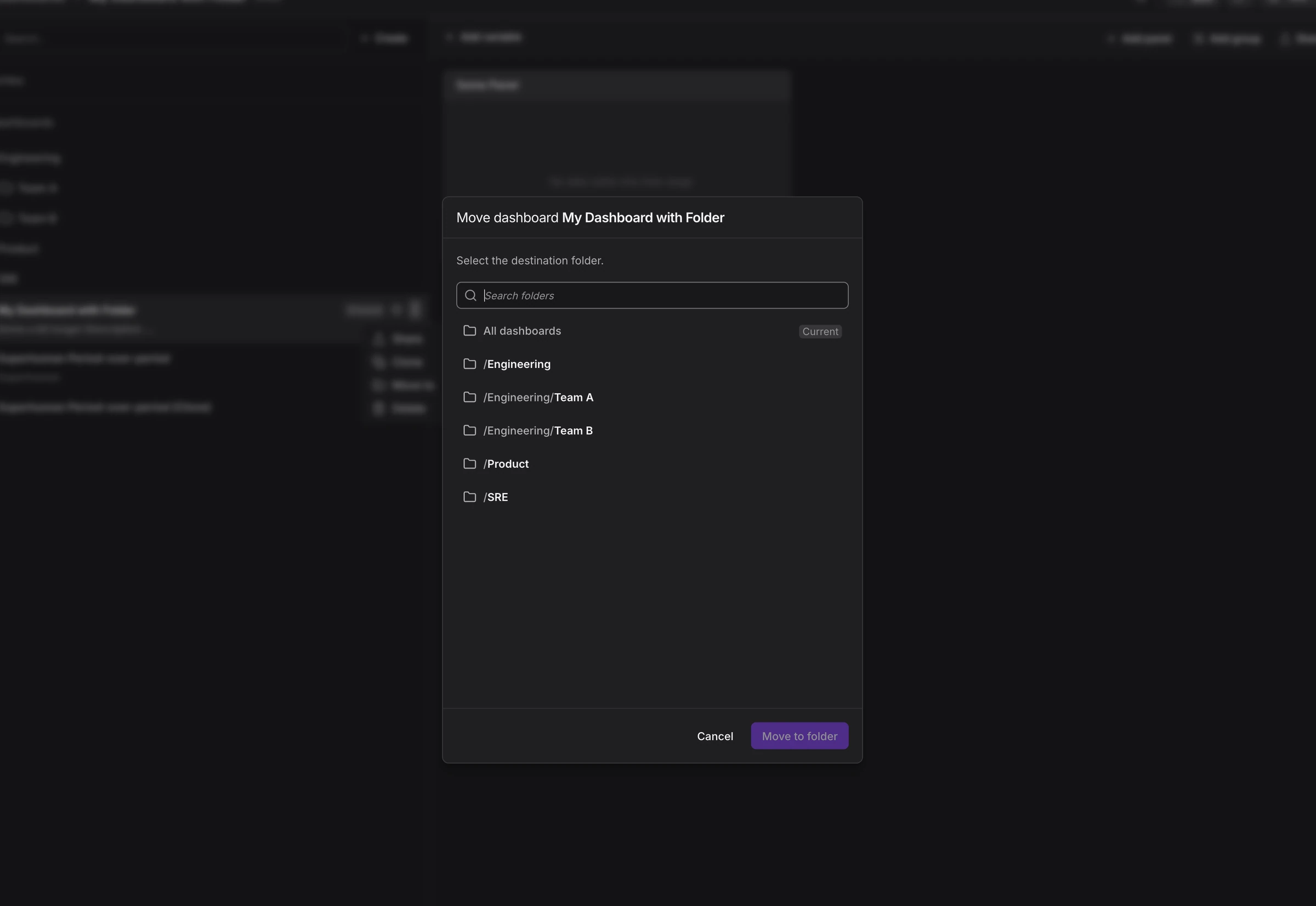 "Move to" dialog