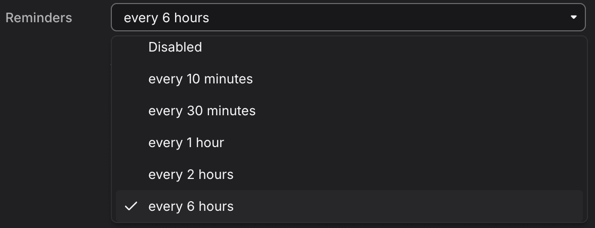 notification frequency