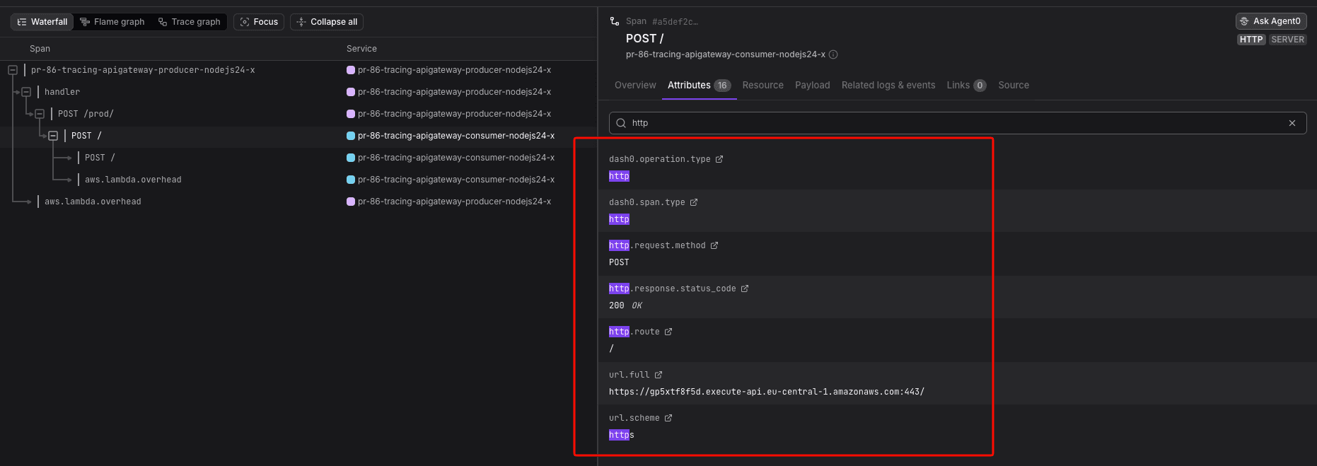 HTTP attributes on Lambda spans, for every runtime