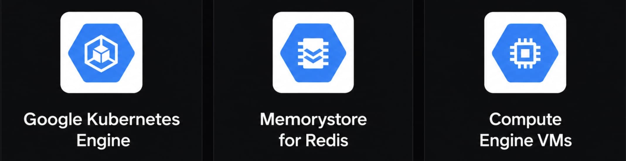GKE, Memorystore, Compute Engine VMs