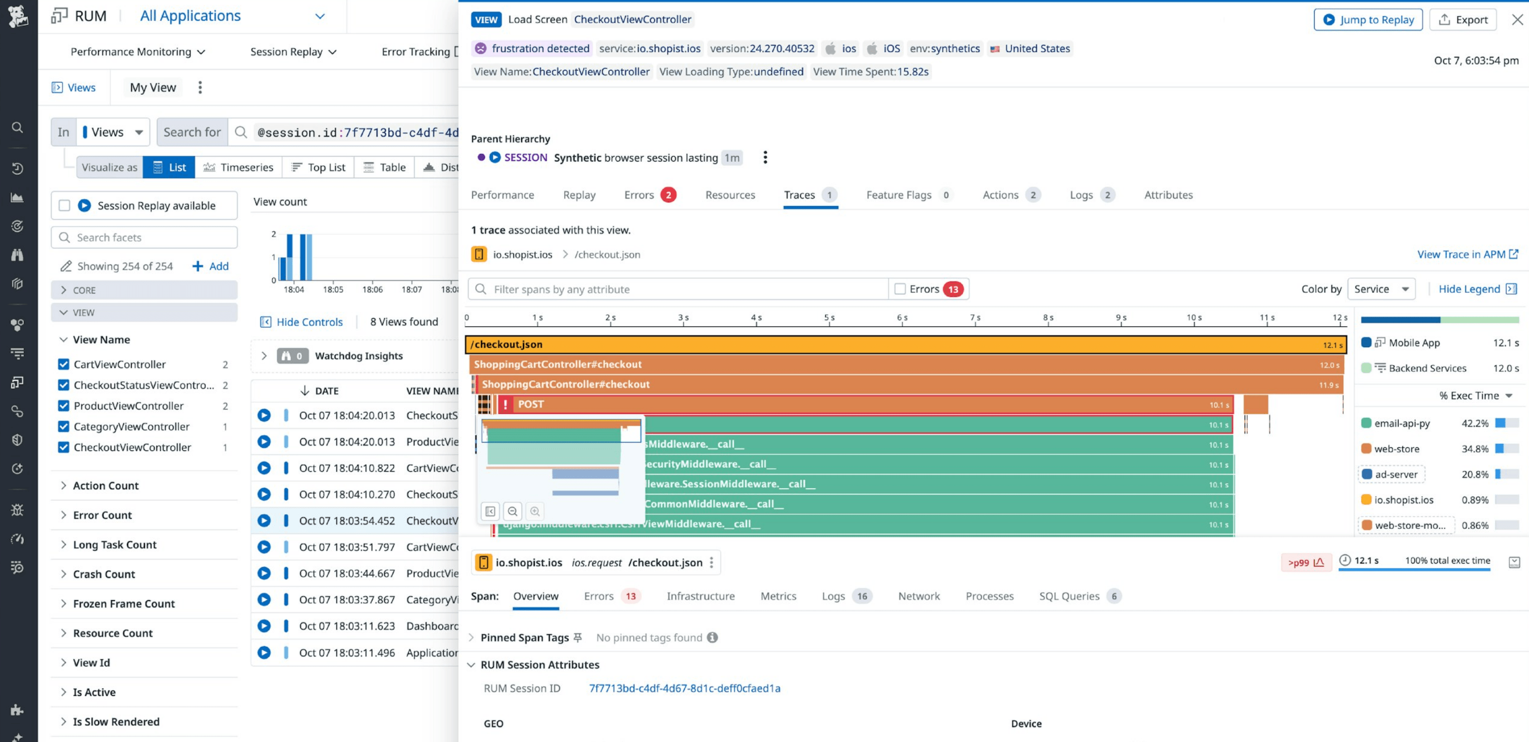 Datadog interface