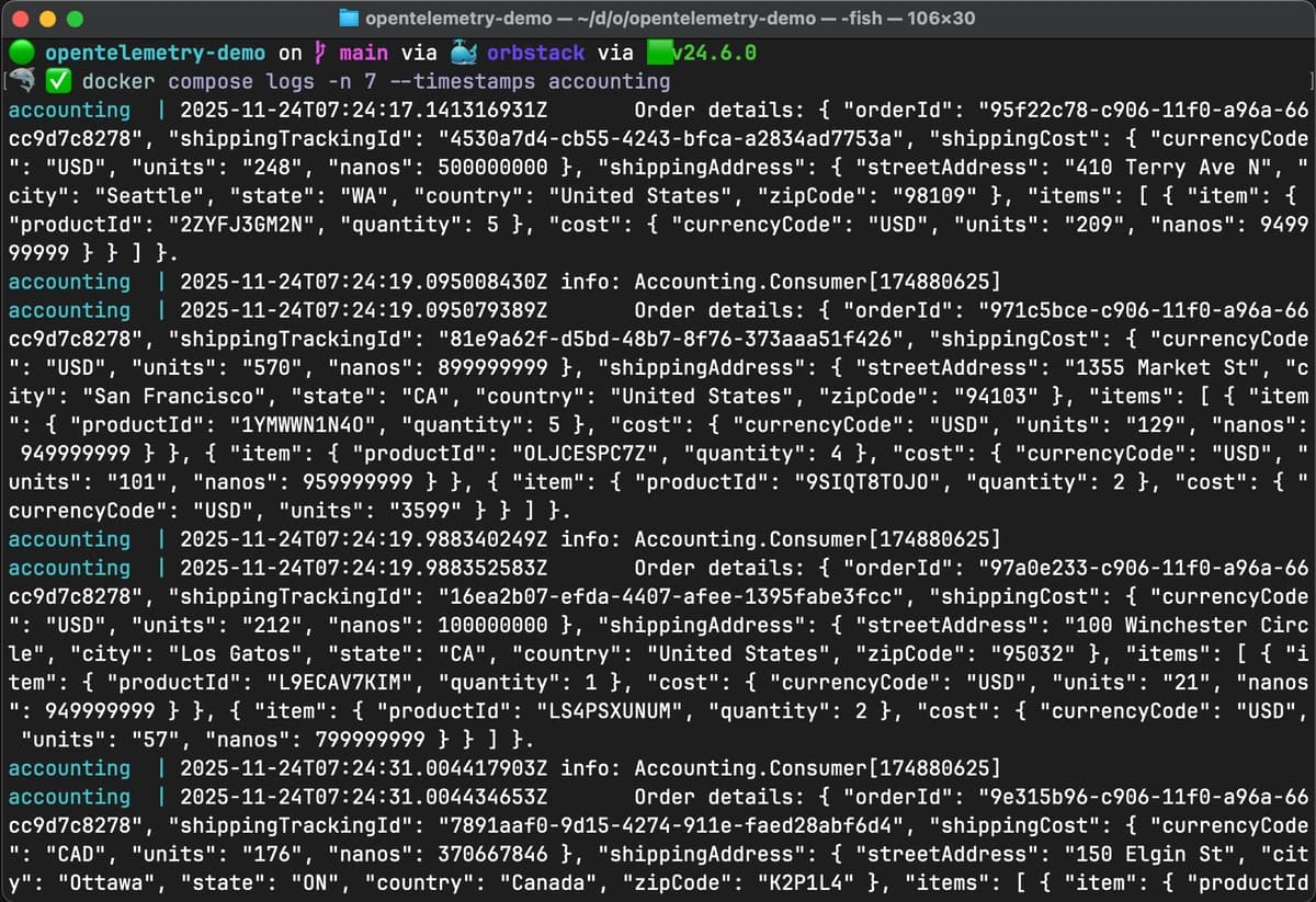 Docker compose logs with timestamps
