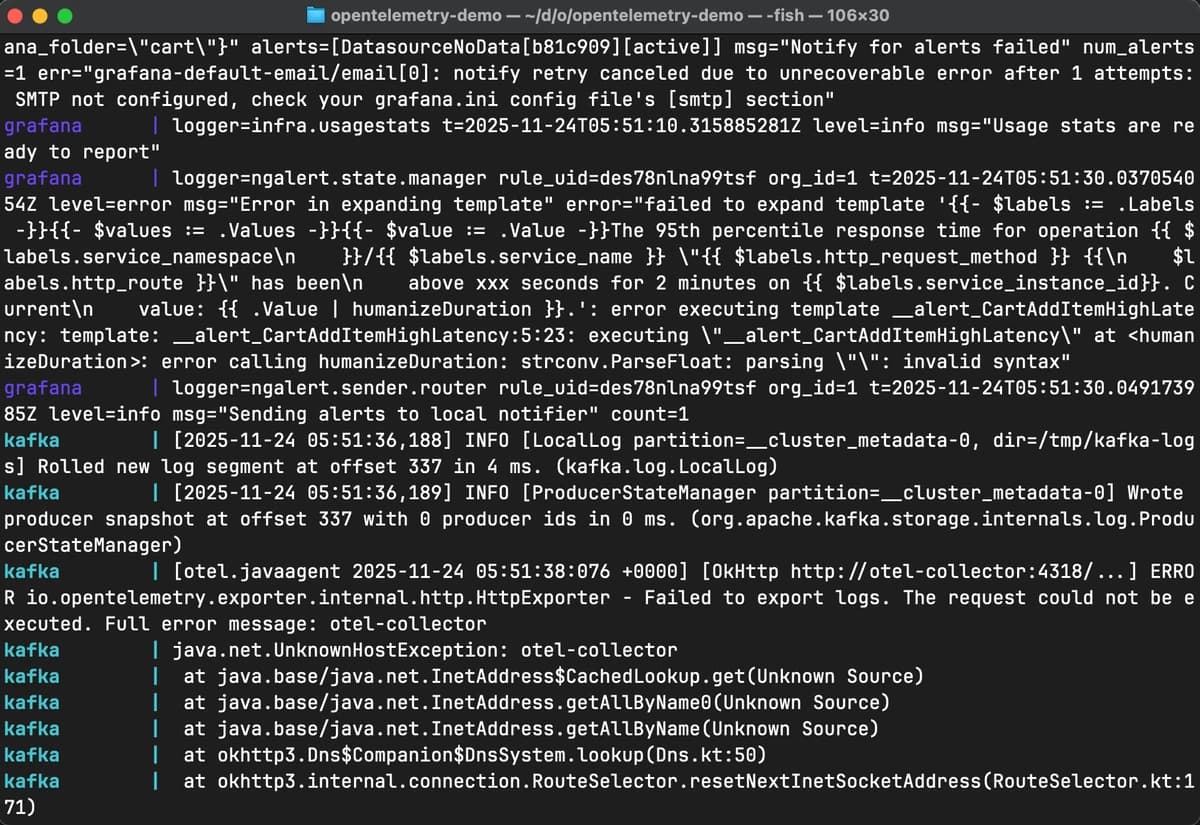 Docker compose logs