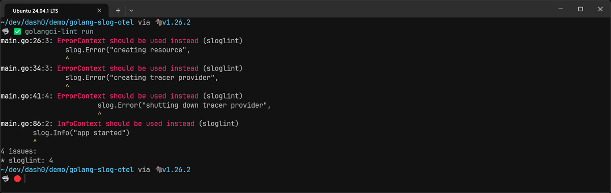 Sloglint can enforce context as the first argument in logging calls