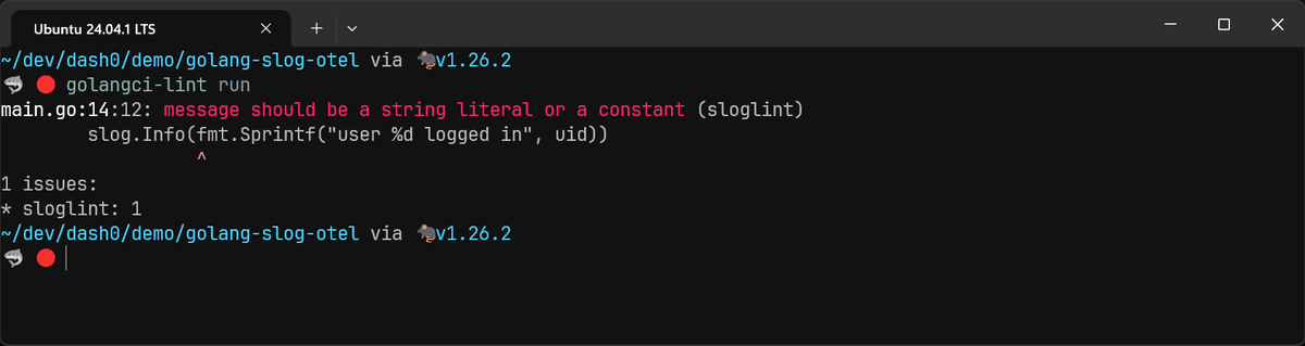 Sloglint can catch messages that aren't static strings