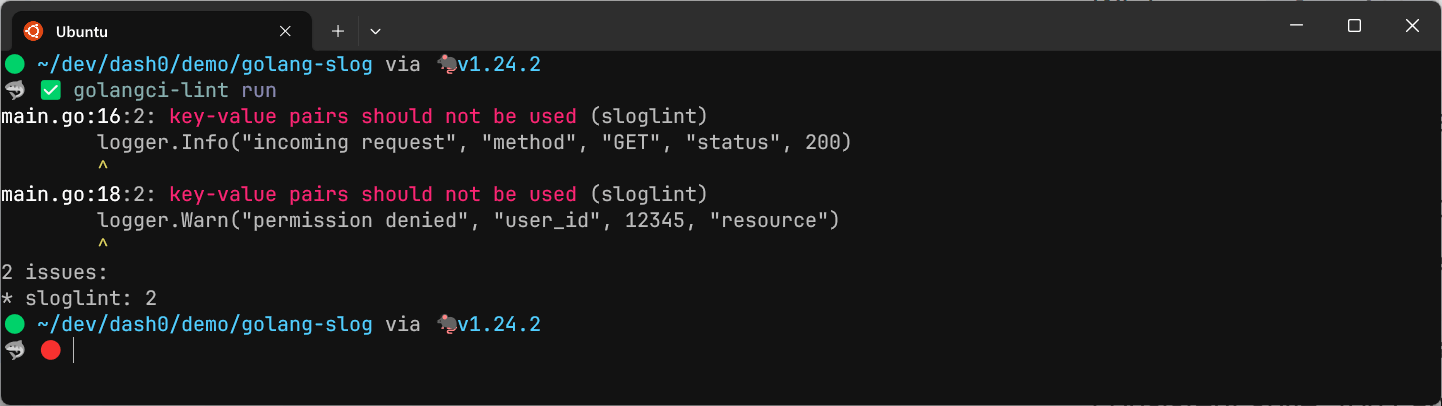 Sloglint error showing key-value pairs must not be used