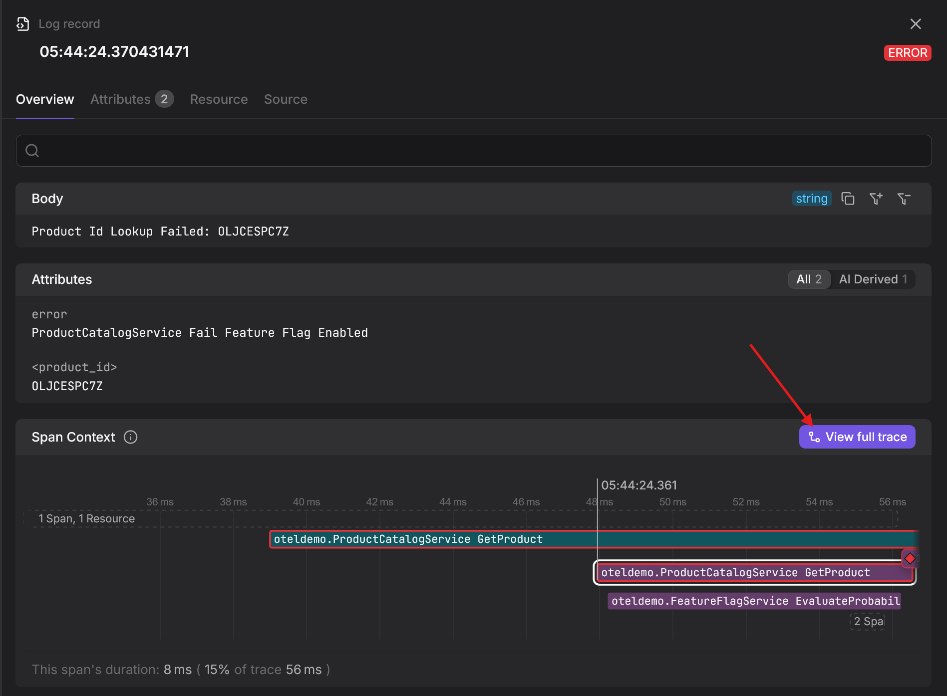 Linking logs to traces with OpenTelemetry