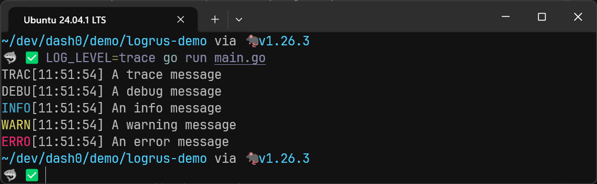 Logrus TextFormatter console output