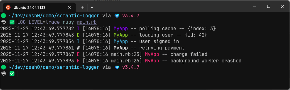 Using Semantic Logger in development