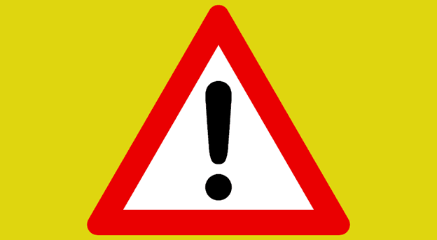 Warning sign indicating potential failures in a serverless application.