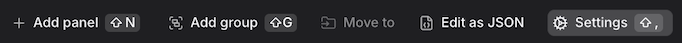 Dashboard toolbar with Settings button highlighted in the top right