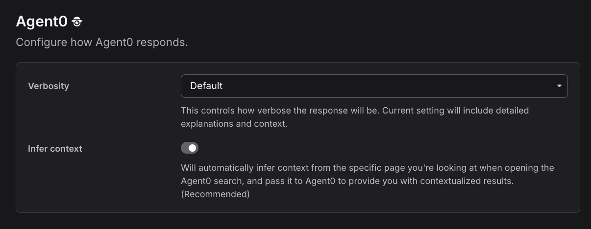 Infer context toggle with help text explaining automatic context inference