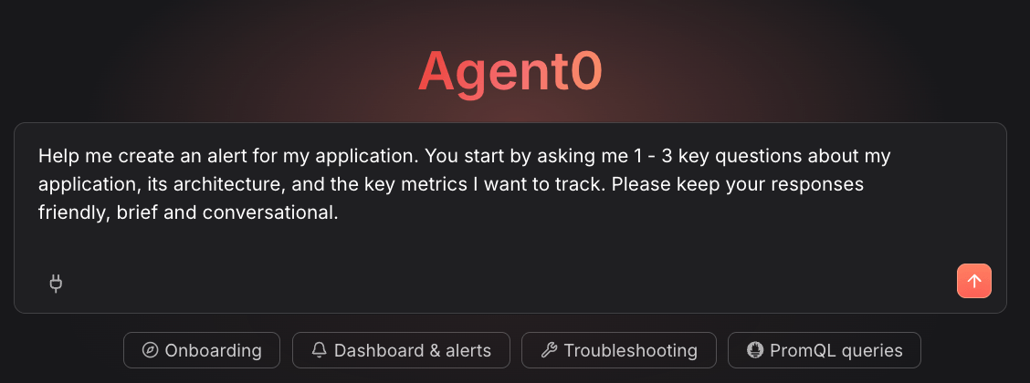 Agent0 alert creation prompt interface