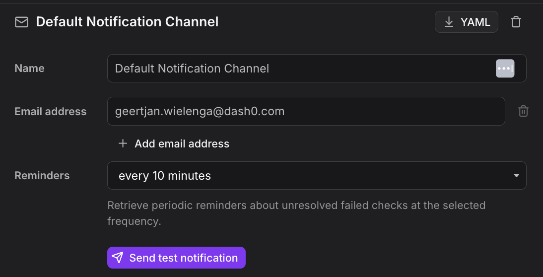 Export notification channel