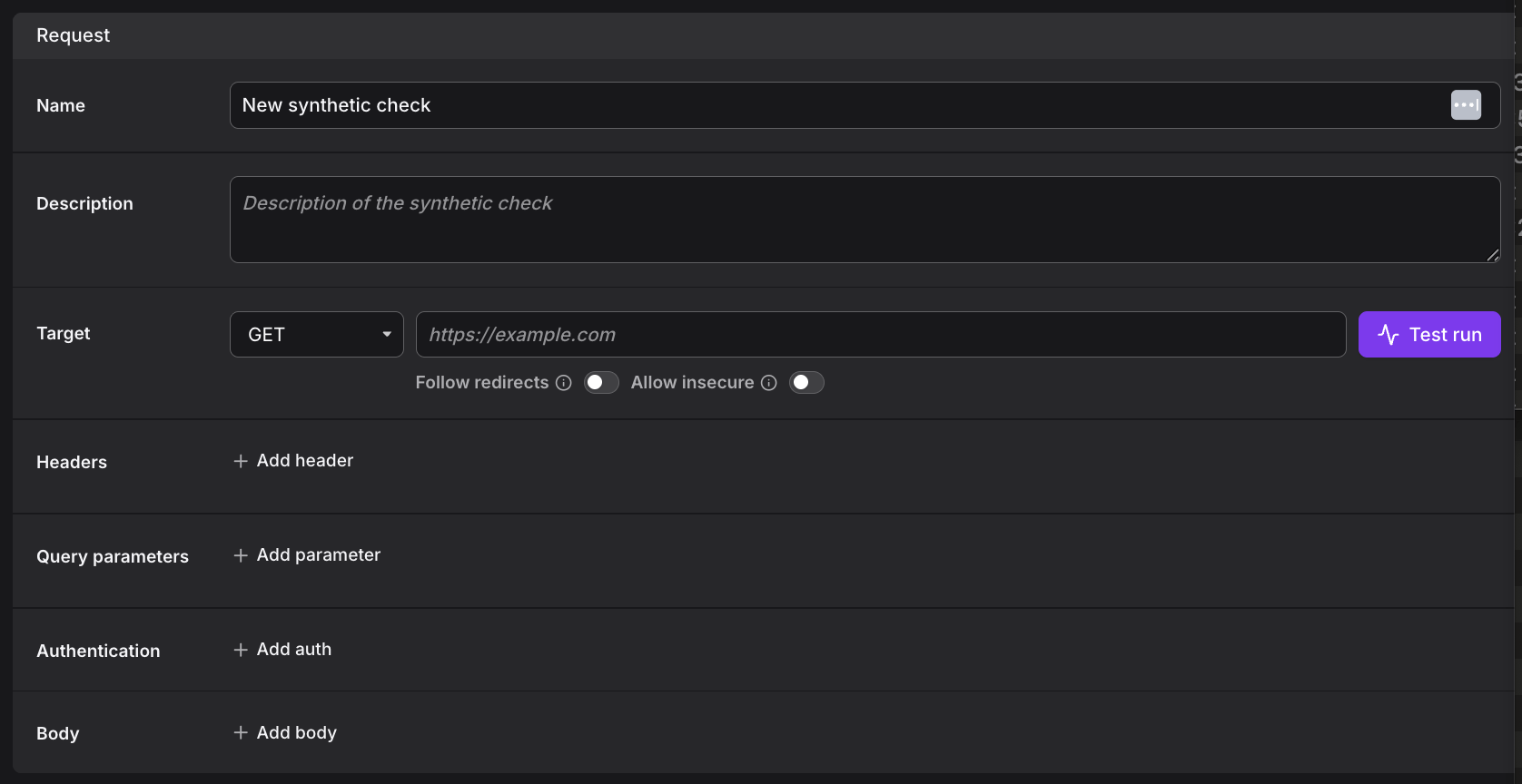Define Request Configuration
