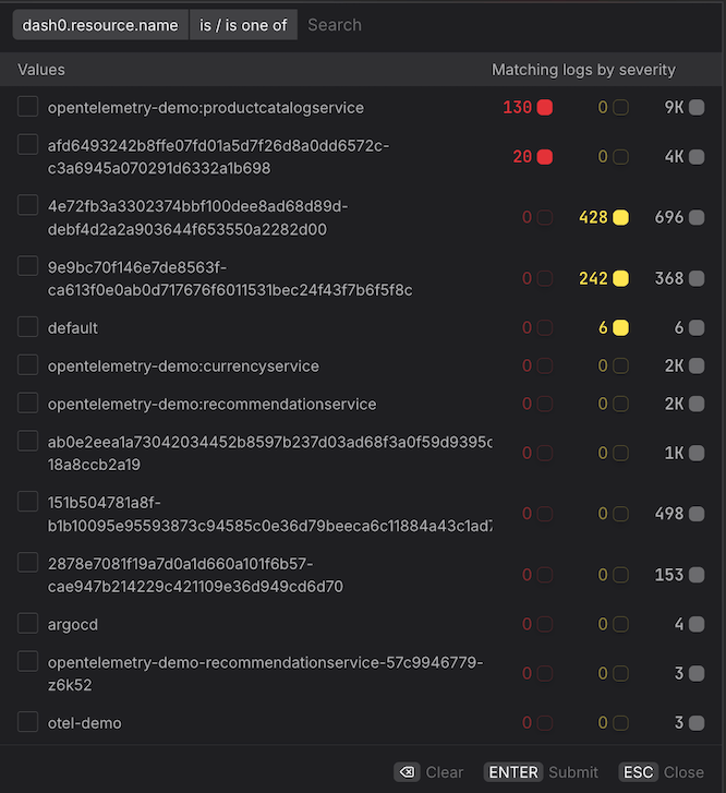 Dash0 Logging Page showing all log records of the last 30 minutes