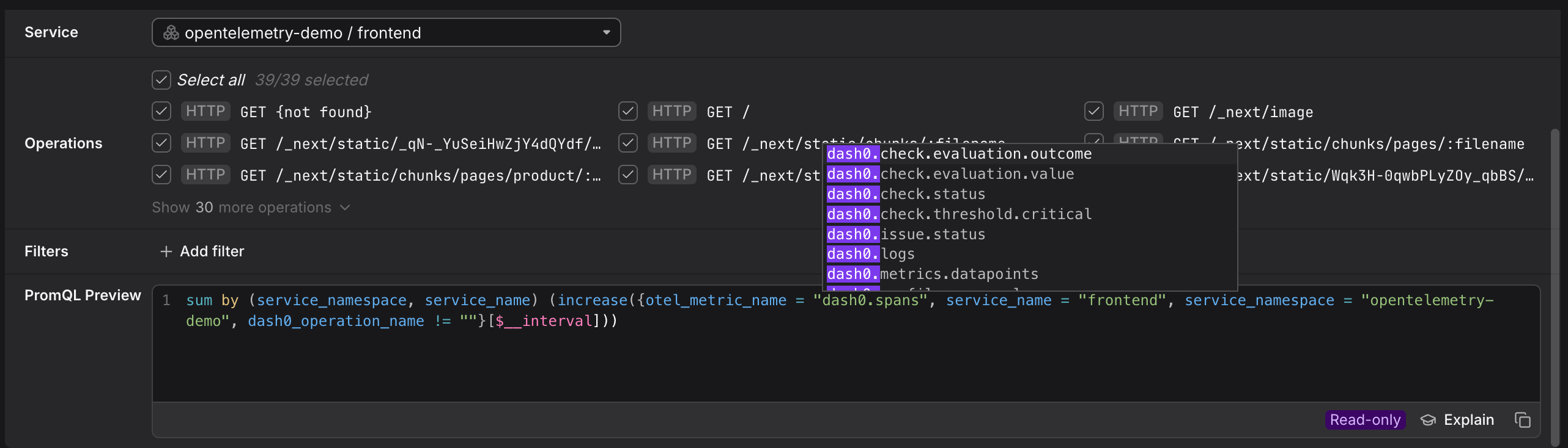 Query Builder Tracing tab showing the Group by dropdown with available attributes