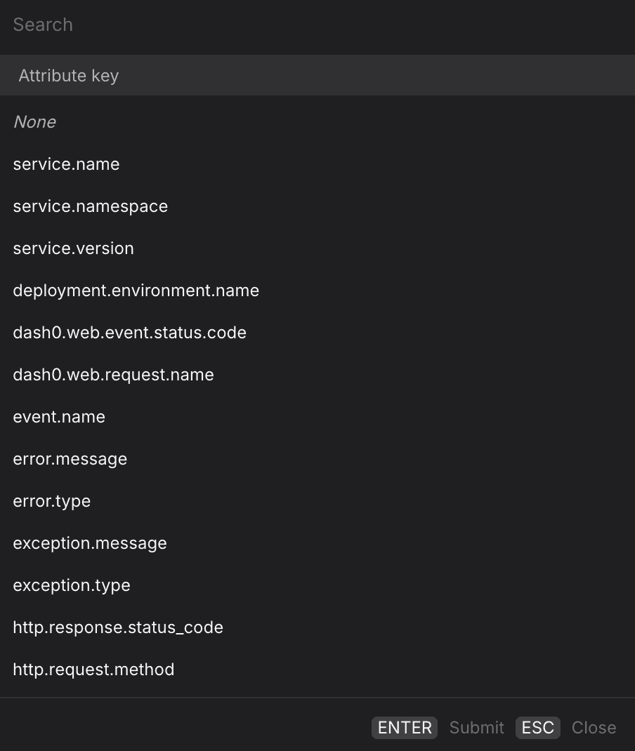 Query Builder Web Events tab showing the Group by dropdown with available attributes