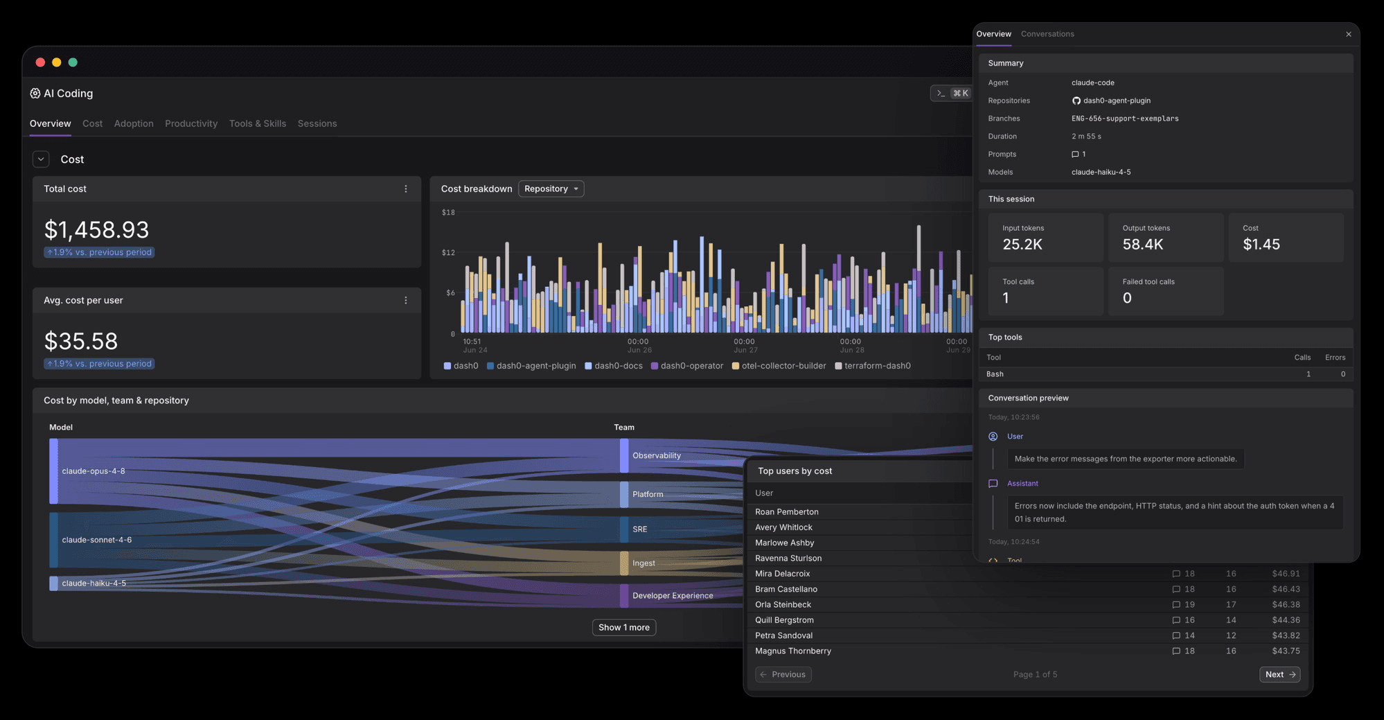 Darkplane dashboard