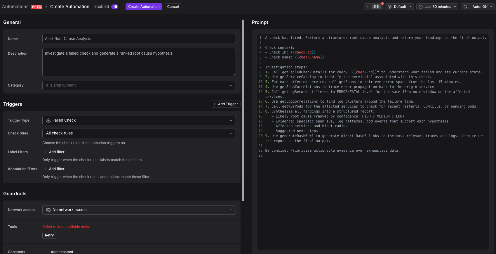 Custom Automation builder screenshot